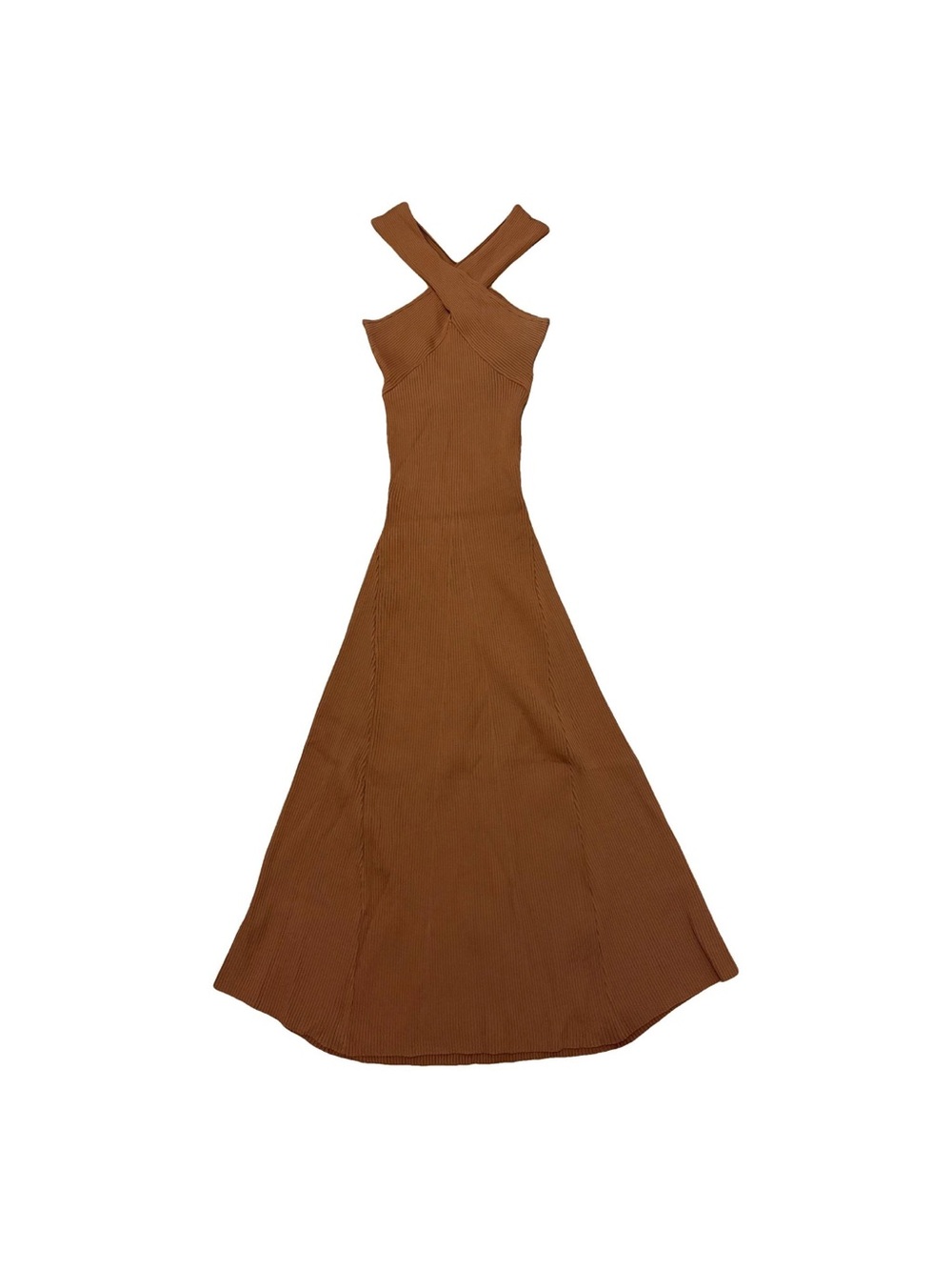 En Saison Brown Cross-Strap Midi Dress